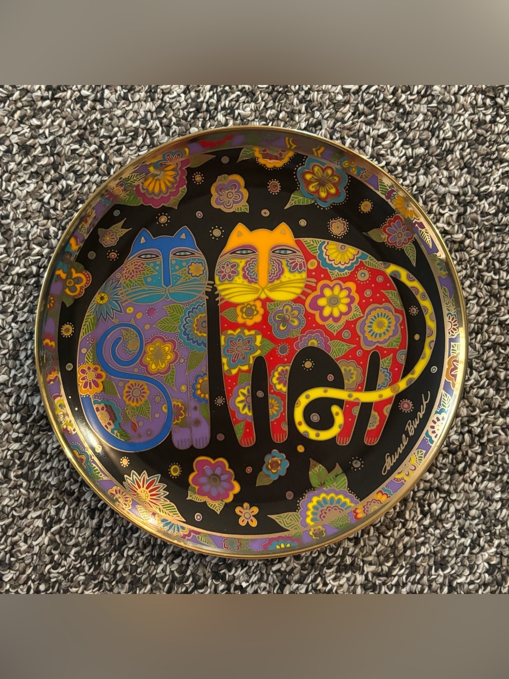 90's "Flowering Felines" Collectible Plate - 90's Laurel Burch Plate - Cat Lover